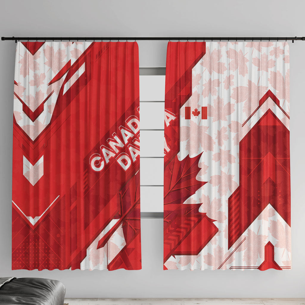 Canada Day Patriotic Maple Leaf Window Curtain Geometric Rocky Mountain Art Heritage 1867 Graphic