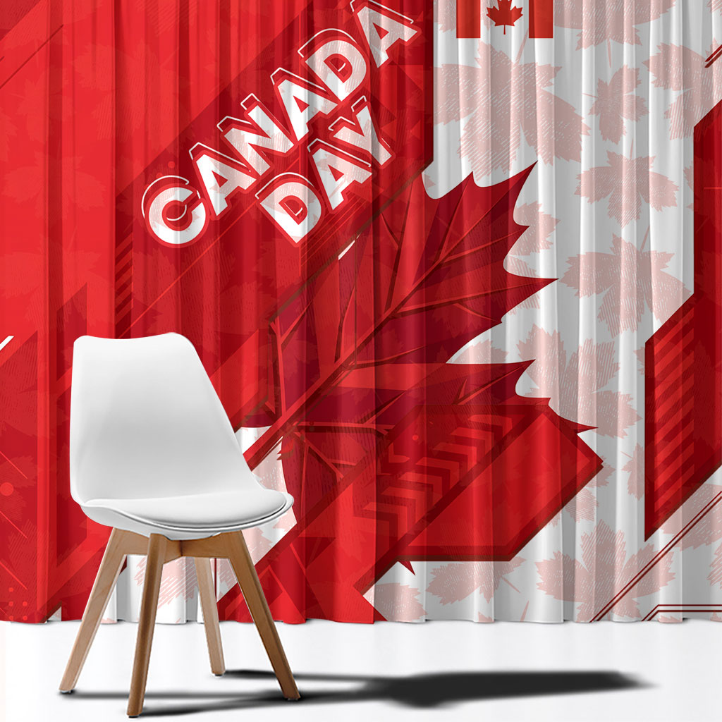 Canada Day Patriotic Maple Leaf Window Curtain Geometric Rocky Mountain Art Heritage 1867 Graphic