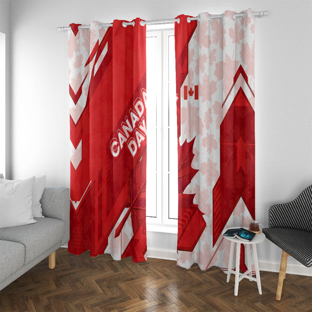 Canada Day Patriotic Maple Leaf Window Curtain Geometric Rocky Mountain Art Heritage 1867 Graphic
