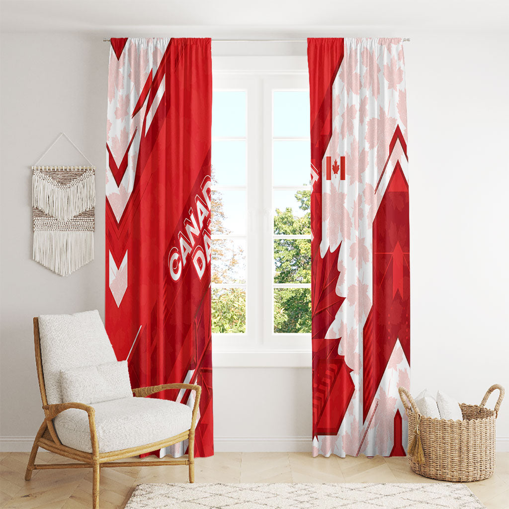 Canada Day Patriotic Maple Leaf Window Curtain Geometric Rocky Mountain Art Heritage 1867 Graphic