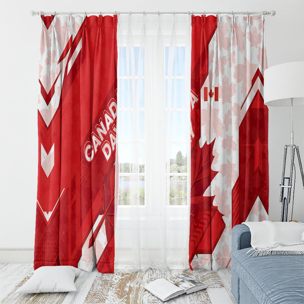 Canada Day Patriotic Maple Leaf Window Curtain Geometric Rocky Mountain Art Heritage 1867 Graphic