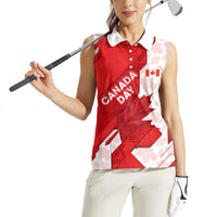 Canada Day Patriotic Maple Leaf Women Sleeveless Polo Shirt Geometric Rocky Mountain Art Heritage 1867 Graphic