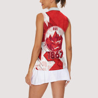 Canada Day Patriotic Maple Leaf Women Sleeveless Polo Shirt Geometric Rocky Mountain Art Heritage 1867 Graphic