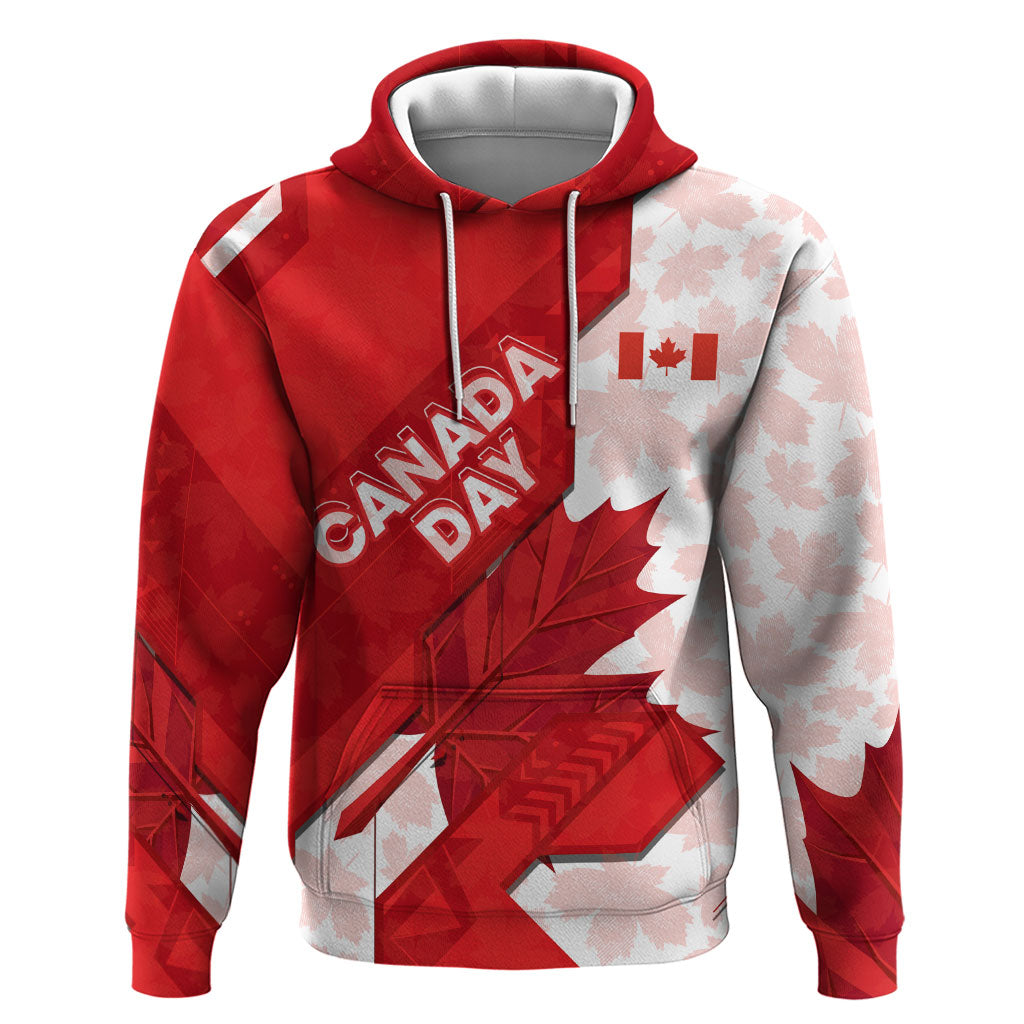 Canada Day Patriotic Maple Leaf Zip Hoodie Geometric Rocky Mountain Art Heritage 1867 Graphic