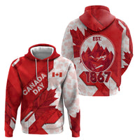 Canada Day Patriotic Maple Leaf Zip Hoodie Geometric Rocky Mountain Art Heritage 1867 Graphic