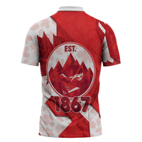Canada Day Patriotic Maple Leaf Zipper Polo Shirt Geometric Rocky Mountain Art Heritage 1867 Graphic