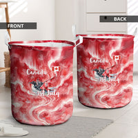 Canada Day Loon And Maple Leaf Laundry Basket Watercolor Nature Scenery Mari Usque Ad Mare Artistic