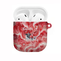 Canada Day Loon And Maple Leaf AirPods Case Watercolor Nature Scenery Mari Usque Ad Mare Artistic