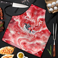 Canada Day Loon And Maple Leaf Apron Watercolor Nature Scenery Mari Usque Ad Mare Artistic