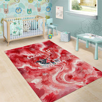Canada Day Loon And Maple Leaf Area Rug Watercolor Nature Scenery Mari Usque Ad Mare Artistic