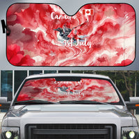Canada Day Loon And Maple Leaf Auto Sun Shade Watercolor Nature Scenery Mari Usque Ad Mare Artistic