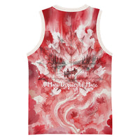 Canada Day Loon And Maple Leaf Basketball Jersey Watercolor Nature Scenery Mari Usque Ad Mare Artistic