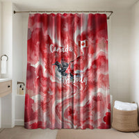 Canada Day Loon And Maple Leaf Bathroom Set Watercolor Nature Scenery Mari Usque Ad Mare Artistic