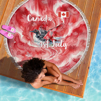 Canada Day Loon And Maple Leaf Beach Blanket Watercolor Nature Scenery Mari Usque Ad Mare Artistic