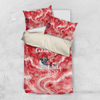 Canada Day Loon And Maple Leaf Bedding Set Watercolor Nature Scenery Mari Usque Ad Mare Artistic