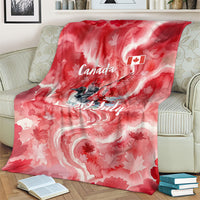 Canada Day Loon And Maple Leaf Blanket Watercolor Nature Scenery Mari Usque Ad Mare Artistic