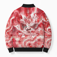 Canada Day Loon And Maple Leaf Bomber Puffer Jacket Watercolor Nature Scenery Mari Usque Ad Mare Artistic