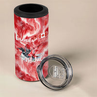 Canada Day Loon And Maple Leaf 4 in 1 Can Cooler Tumbler Watercolor Nature Scenery Mari Usque Ad Mare Artistic