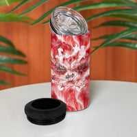 Canada Day Loon And Maple Leaf 4 in 1 Can Cooler Tumbler Watercolor Nature Scenery Mari Usque Ad Mare Artistic