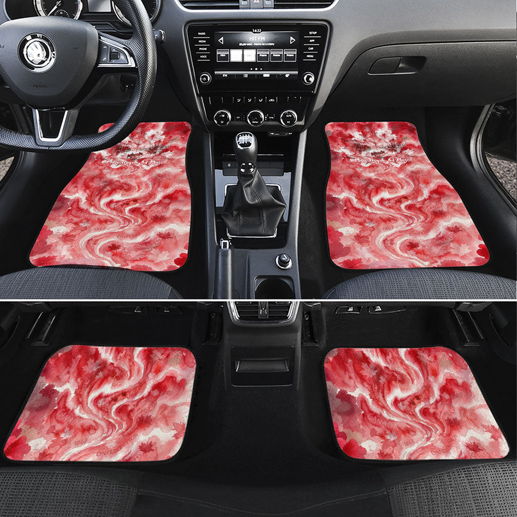 Canada Day Loon And Maple Leaf Car Mats Watercolor Nature Scenery Mari Usque Ad Mare Artistic