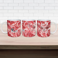 Canada Day Loon And Maple Leaf Ceramic Mug Watercolor Nature Scenery Mari Usque Ad Mare Artistic