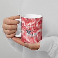 Canada Day Loon And Maple Leaf Ceramic Mug Watercolor Nature Scenery Mari Usque Ad Mare Artistic