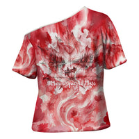 Canada Day Loon And Maple Leaf Cross Shoulder Shirt Watercolor Nature Scenery Mari Usque Ad Mare Artistic