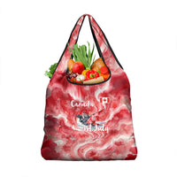 Canada Day Loon And Maple Leaf Grocery Bag Watercolor Nature Scenery Mari Usque Ad Mare Artistic