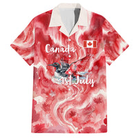 Canada Day Loon And Maple Leaf Hawaiian Shirt Watercolor Nature Scenery Mari Usque Ad Mare Artistic