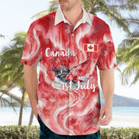 Canada Day Loon And Maple Leaf Hawaiian Shirt Watercolor Nature Scenery Mari Usque Ad Mare Artistic