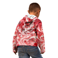 Canada Day Loon And Maple Leaf Kid Hoodie Watercolor Nature Scenery Mari Usque Ad Mare Artistic