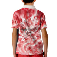 Canada Day Loon And Maple Leaf Kid Polo Shirt Watercolor Nature Scenery Mari Usque Ad Mare Artistic