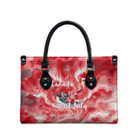 Canada Day Loon And Maple Leaf Leather Bag Watercolor Nature Scenery Mari Usque Ad Mare Artistic