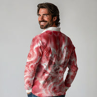 Canada Day Loon And Maple Leaf Long Sleeve Polo Shirt Watercolor Nature Scenery Mari Usque Ad Mare Artistic
