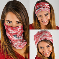 Canada Day Loon And Maple Leaf Neck Gaiter Watercolor Nature Scenery Mari Usque Ad Mare Artistic