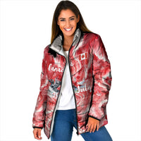 Canada Day Loon And Maple Leaf Padded Jacket Watercolor Nature Scenery Mari Usque Ad Mare Artistic