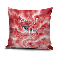 Canada Day Loon And Maple Leaf Pillow Cover Watercolor Nature Scenery Mari Usque Ad Mare Artistic