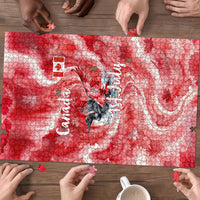 Canada Day Loon And Maple Leaf Puzzle Watercolor Nature Scenery Mari Usque Ad Mare Artistic