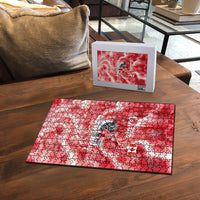 Canada Day Loon And Maple Leaf Puzzle Watercolor Nature Scenery Mari Usque Ad Mare Artistic