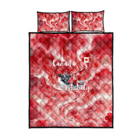 Canada Day Loon And Maple Leaf Quilt Bed Set Watercolor Nature Scenery Mari Usque Ad Mare Artistic