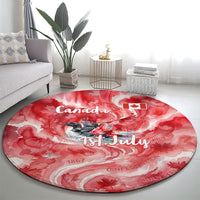 Canada Day Loon And Maple Leaf Round Carpet Watercolor Nature Scenery Mari Usque Ad Mare Artistic
