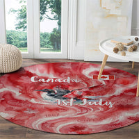 Canada Day Loon And Maple Leaf Round Carpet Watercolor Nature Scenery Mari Usque Ad Mare Artistic