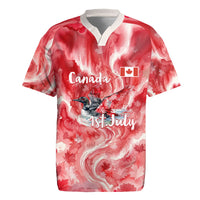 Canada Day Loon And Maple Leaf Rugby Jersey Watercolor Nature Scenery Mari Usque Ad Mare Artistic