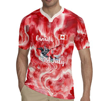 Canada Day Loon And Maple Leaf Rugby Jersey Watercolor Nature Scenery Mari Usque Ad Mare Artistic