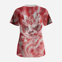 Canada Day Loon And Maple Leaf Scrub Top Watercolor Nature Scenery Mari Usque Ad Mare Artistic