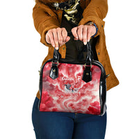Canada Day Loon And Maple Leaf Shoulder Handbag Watercolor Nature Scenery Mari Usque Ad Mare Artistic