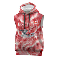 Canada Day Loon And Maple Leaf Sleeveless Hoodie Watercolor Nature Scenery Mari Usque Ad Mare Artistic