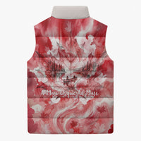 Canada Day Loon And Maple Leaf Sleeveless Puffer Jacket Watercolor Nature Scenery Mari Usque Ad Mare Artistic