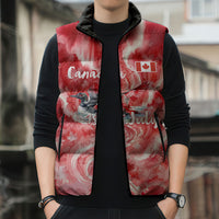 Canada Day Loon And Maple Leaf Sleeveless Puffer Jacket Watercolor Nature Scenery Mari Usque Ad Mare Artistic