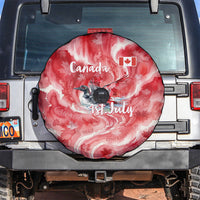 Canada Day Loon And Maple Leaf Spare Tire Cover Watercolor Nature Scenery Mari Usque Ad Mare Artistic